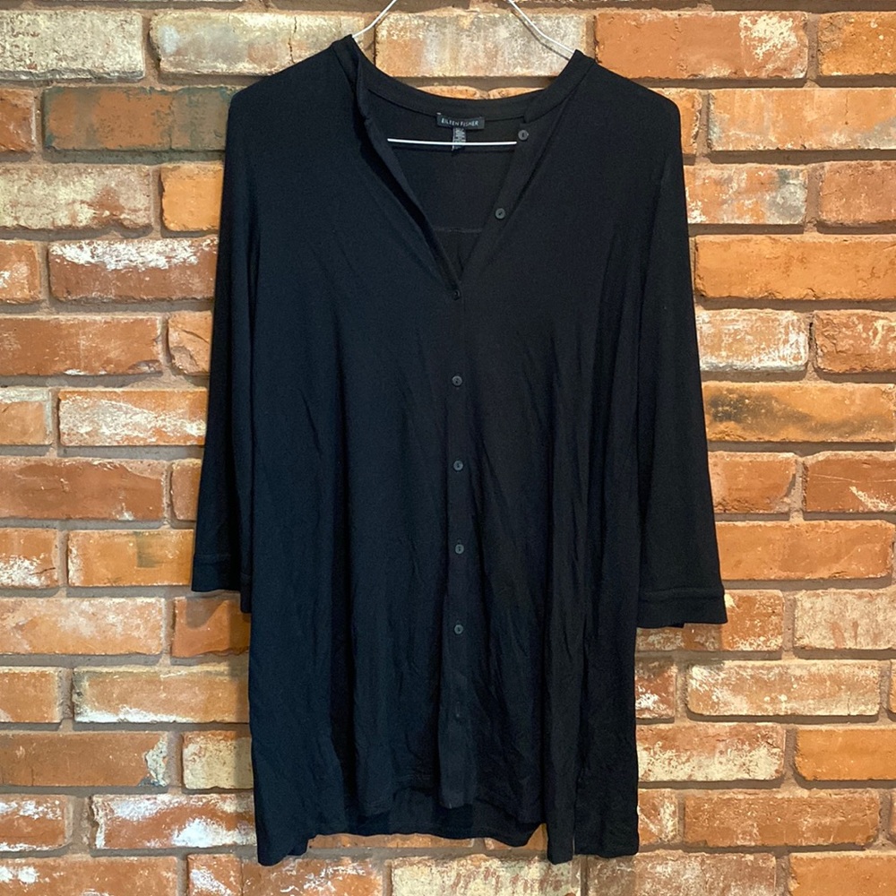 Black eileen fisher button down top